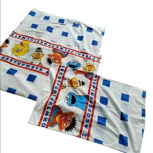 Vintage Stevens Sesame Street ABC Flat Sheet/Pillowcase Twin